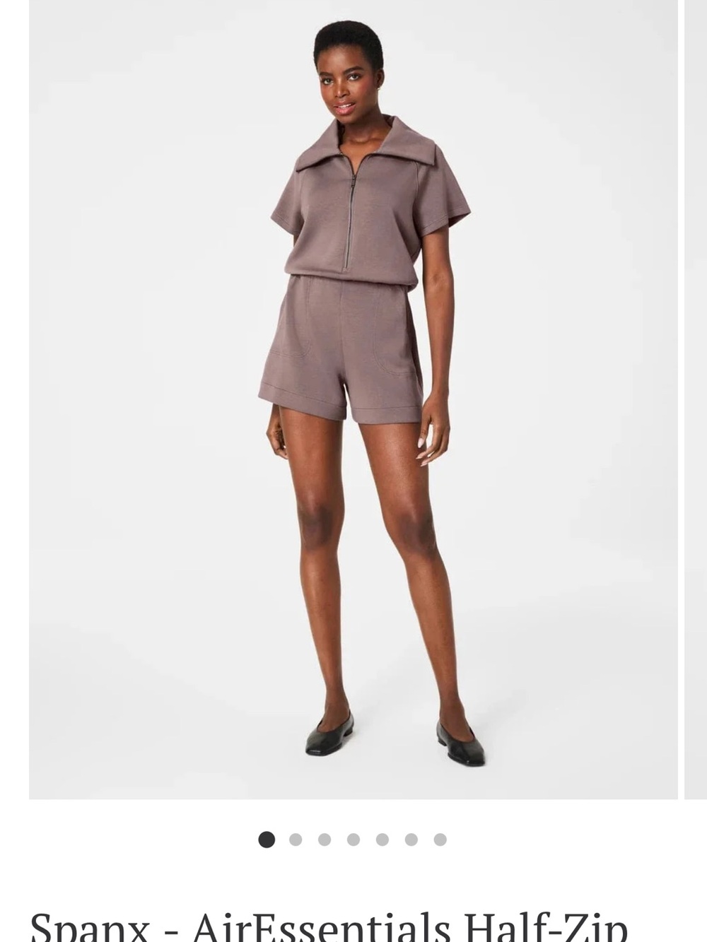 NWT Spanx AirEssentials Half-zip short sleeve romper BLACK size large